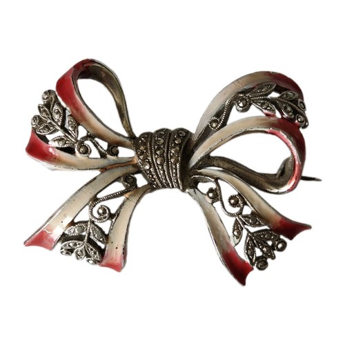 Cold enamel brooch - cold,