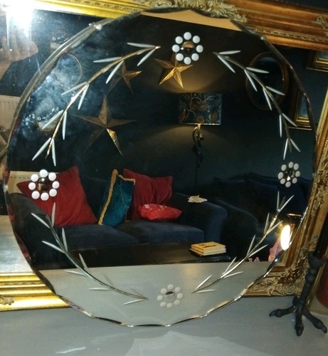Vintage round floral etched - round,