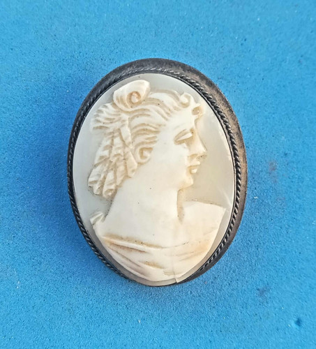 Vintage interwar brass cameo - vintage,