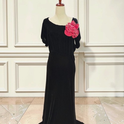 Vintage 1930s 40s black velvet - 40s,