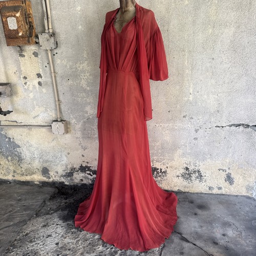 Vintage 1930s red silk chiffon - vintage,