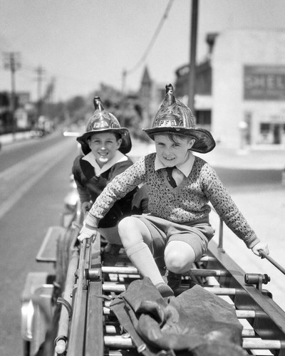 Vintage boy firemen - boy, blk